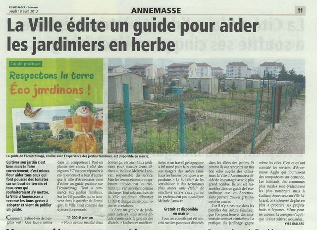 article du messager sur le guide éco jardinons